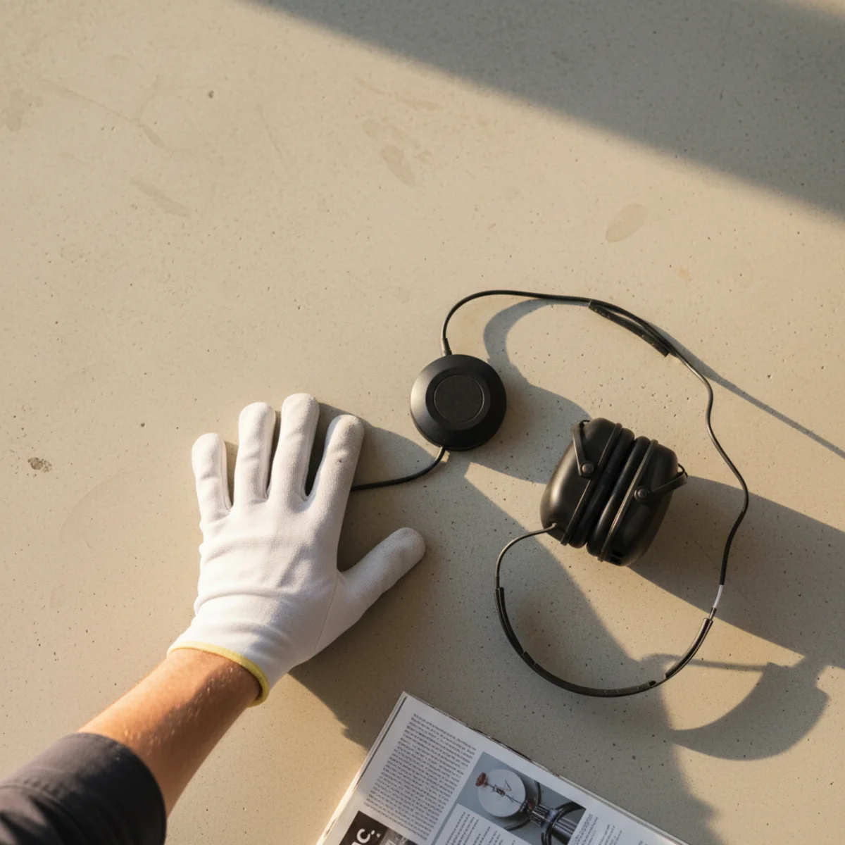 Plumber performing leak detection on a slab in a Banning, CA home